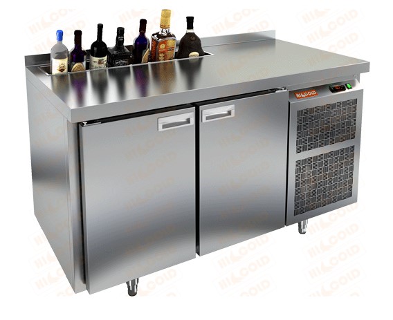 Стол охлаждаемый HICOLD GN 11 HT V, с бортом, 2 двери (+2...+10°С)